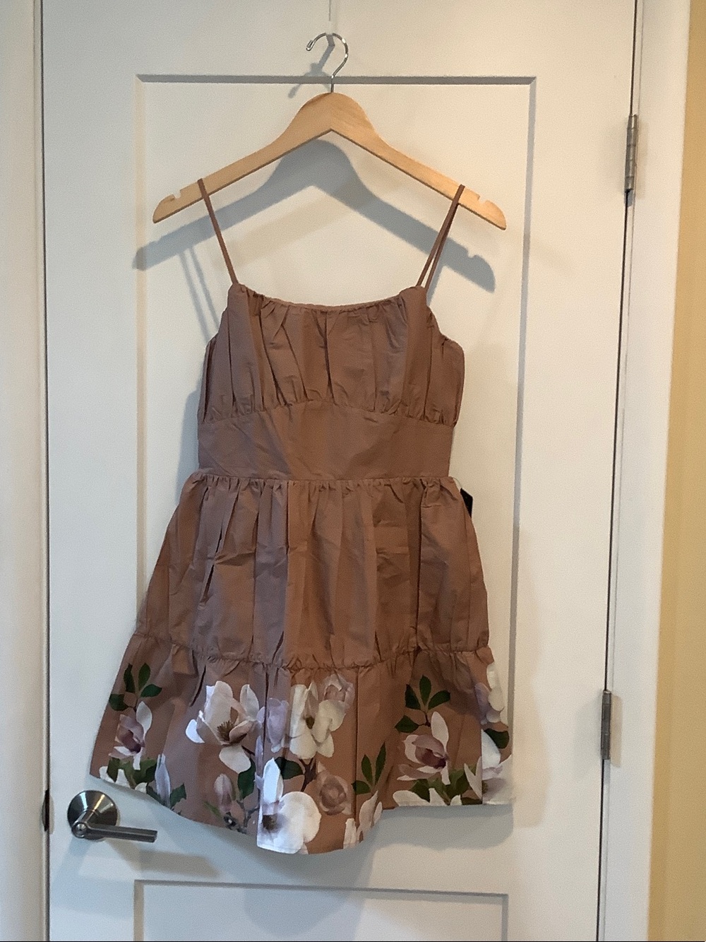 Express Brown Floral Fit-n-flare Dress